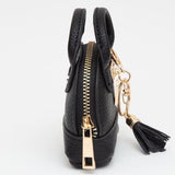 Mini Vegan Leather Purse Pouch Keychain Bag Charm Black