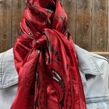 Red Black Paisley Printed Western Southwestern Wild Rag Scarf Accent