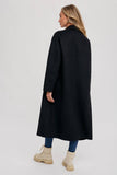 Handmade Double Breasted Longline Coat - Black