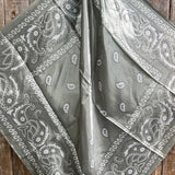 Silver Sage White Paisley Printed Western Southwestern Wild Rag Scarf Accent