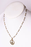 Peace Sign Beaded Necklace | Gold & Clear | Dylan Designs