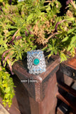 Chapparal Etched Concho Turquoise Scarf Slide Ring or Tee Clip