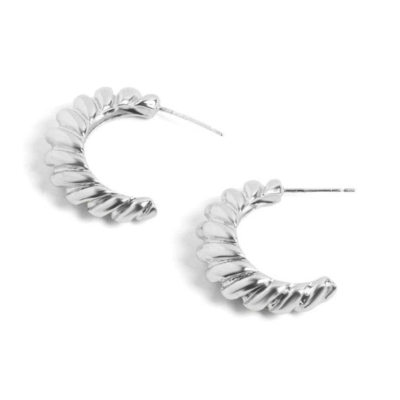 Silver Ripple Hoop Earrings