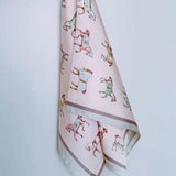 Equestrian Horse Print Satin Square Scarf | Classic Preppy | Noble Blush