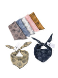 Paisley Print Scarf with Scalloped Lace Edge – Green