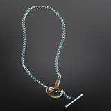 Snaffle Bit Necklace | Two-Tone Gold & Silver | Dangle Charm | 18" or 21"
