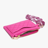 Rhodes Quilted Wallet with Chain Wristlet Bangle Metallic Copper Brown