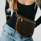 Woven Vegan Leather Crossbody Belt Bag – Coffee Check