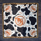 Cow Print Cowboy Silky Wild Rag | Black/Ivory/Rust