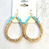 Tanya Turquoise and Gold Beaded Teardrop Earrings