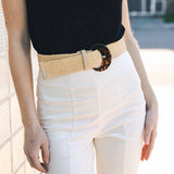 Basketweave Stretch Cinch Belt – Natural