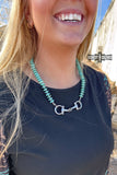 Turquoise Bit Necklace - Western Silver Snaffle Cowgirl Jewelry