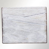 Hair-On Cowhide Leather Card Holder - Western Slim Wallet White