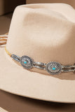 Stamped Western Concho Hat Band with Natural Stones