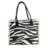Isla Bonita By SIGRIS Fringe Bali Tote Bag Zebra Print