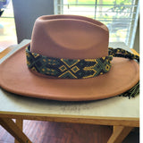 Green Brown Gold Multicolor Woven Braided Western Aztec Adjustable Hat Band