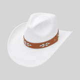 Cognac Faux Leather Hat Band with Silver-Tone Conchos