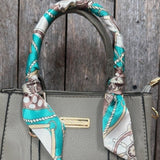 Turquoise Nautical Pattern Western Skinny Cowgirl Mini Wild Rag Scarf Necktie