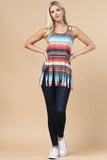 Sasha Serape Print Sleeveless Fringe Knit Top | Multi
