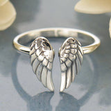 Artisan Sterling Silver Adjustable Angel Wing Ring