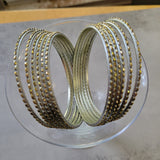 Silver with Gold Glitter Thin Metal Bangles Metallics Stack of 6