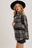 Grey Plaid Button-Down Shacket