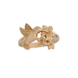 Hummingbird & Flower Ring | Sculptural | Bronze | Nina Designs