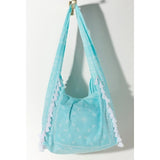 Jane Hobo Bag | Turquoise & White Bandana Print with Tassel Fringe