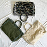 Presley Fringe Canvas Tote Army Green