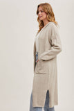 Longline Hoodie Drape Open Front Cardigan Coatigan Oatmeal
