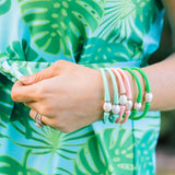 Bali Freshwater Pearl Silicone Bracelet Neon Yellow