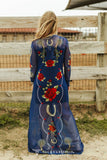 Denim Blue Western Duster | Sheer Mesh Button-Down with Horseshoe & Rose Print