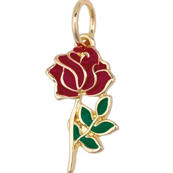 Enamel Red Rose Charm