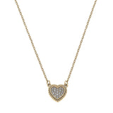 Corrine Pavé Heart Charm Necklace in Worn Gold