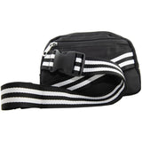 Black Nylon Crossbody Sling Bag Fanny Pack Belt Bag with Striped Strap