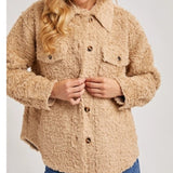 Boucle Button Front Woven Shacket Jacket Creamy Latte