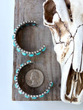 Western Turquoise-Color Stone Open Hoop Earrings, 1.75 Inch