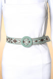 Round Woven Buckle Boho Belt Mint