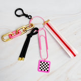 City Hip Jingle Wristlet Key Chain Bag Charm Pink Black White Gold