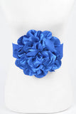 Satin Big Flower Elastic Belt – Cobalt