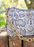 Joan Snake Print Crossbody Charcoal White