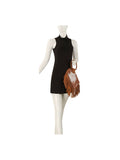 Brown Western Fringe Vegan Cowhide Ring Clutch | Boho Tassel Clutch Bag