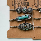 Western Turquoise-Color Bobby Pin Set, 3 Pieces, Style 1