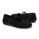 MUK LUKS Women's Shelby Ballerina Flat | Crochet Memory Foam Slip-On