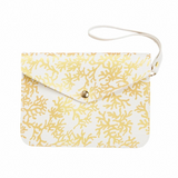 Georgia Wristlet Crossbody Ivory with Gold Design Coral Reef