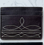 Brown Leather Boot Stitch Card Holder