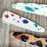 Western Hair On Cowhide Hair Clip Barrette: RAINBOW