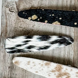 Western Hair On Cowhide Hair Clip Barrette: BLACK + WHITE