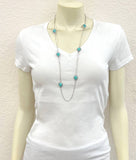Handmade Drop Turquoise Necklace – Long Cable Chain, Adjustable 32–35"