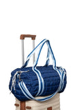 Navy Striped Quilted Weekender Bag – Women’s Travel Duffel